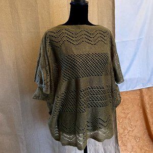 Anthropologie Memories Boho Earth Green Hand Knit Tunic Short Sleeve Shirt Top